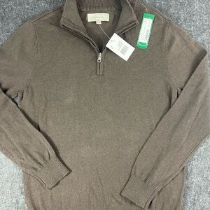 Hawker Rye Men’s Brown Zip Up Sweater with Stand Up Collar and Soft Knit Fabric